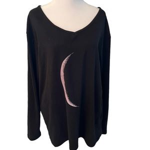 Women’s leisure, long sleeved top. Size M all black with a half moon on front